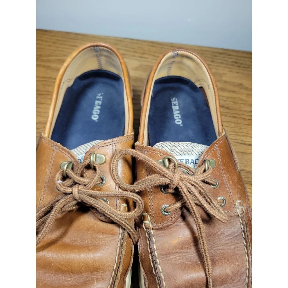 Sebago Clovehitch II Ambergold Brown Leather Boat Shoes Mens 10.5 M Marine Grip